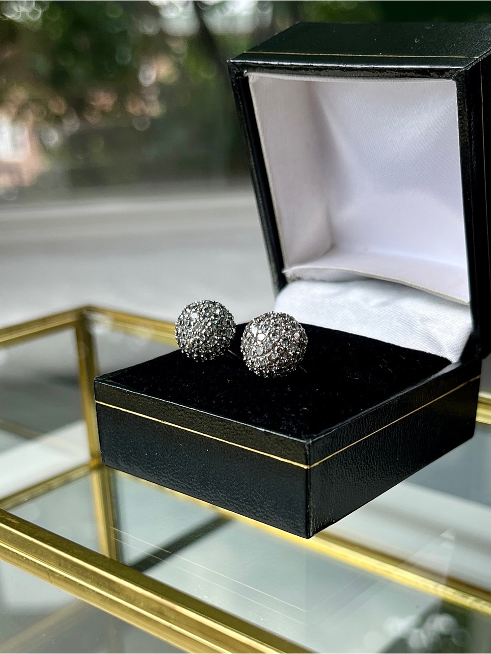 Crystal-Encrusted Pavé Ball Stud Earrings - Silver